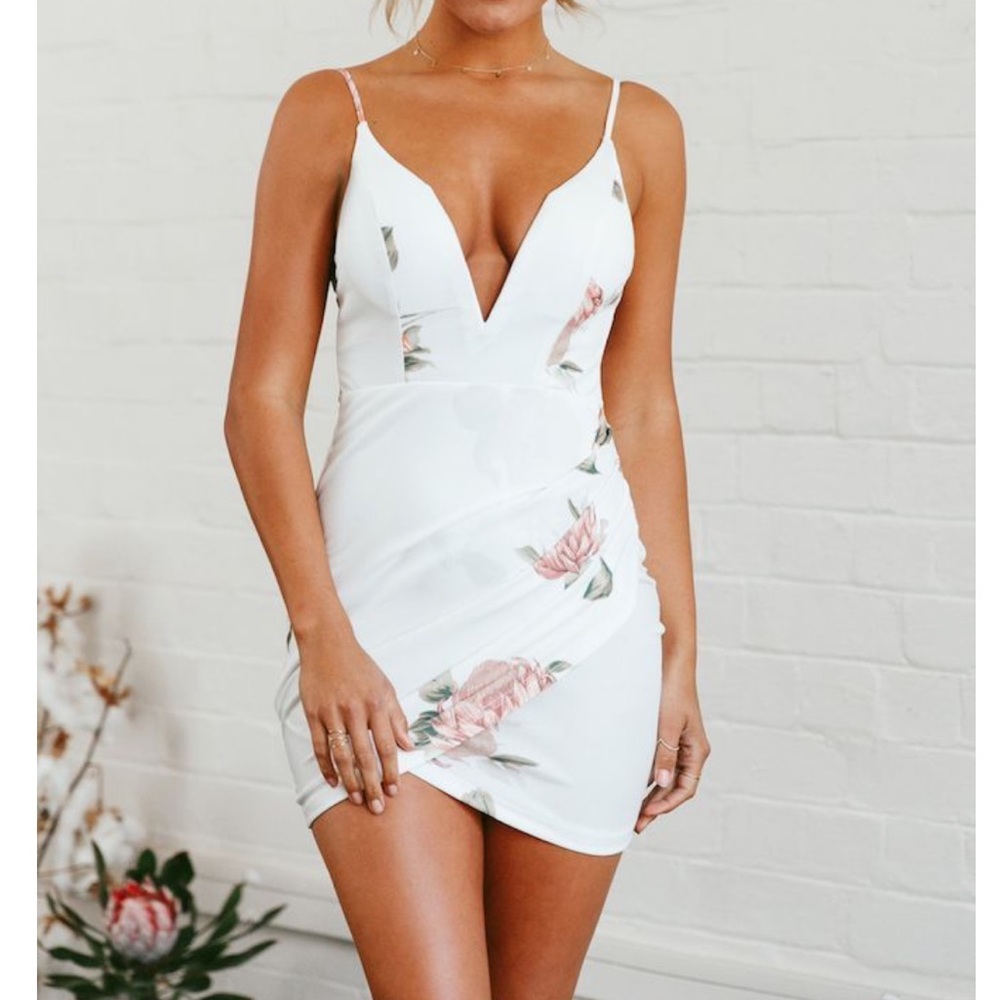 White floral dress (Chelsea hotel dress in white)